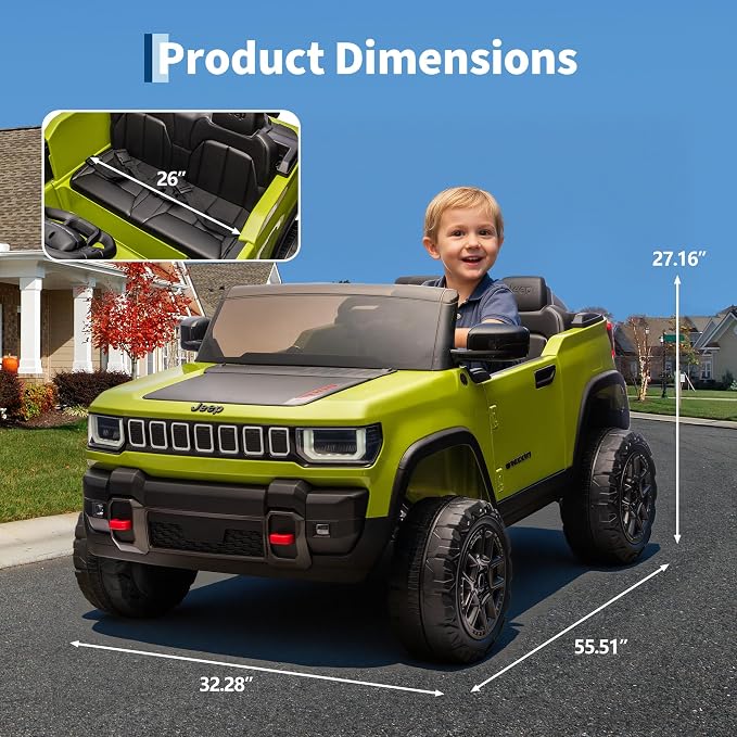 Garvee 24v Licensed Kids Ride on Car, 2 Seater Electric Truck for Big Kids with Parent Remote Control, 3 Speeds, Bluetooth Music, LED Lights for Ages 3-8