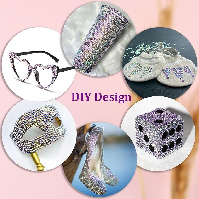 25000Pcs Resin Rhinestones for Crafting, AB 2-6mm Mixed Sizes Non Hotfix Flatback Gems with 1Pcs Glue, Bedazzling Crystal for DIY Craft Clothing Mugs Tumblers Shoes Fabric Decor Nail Art