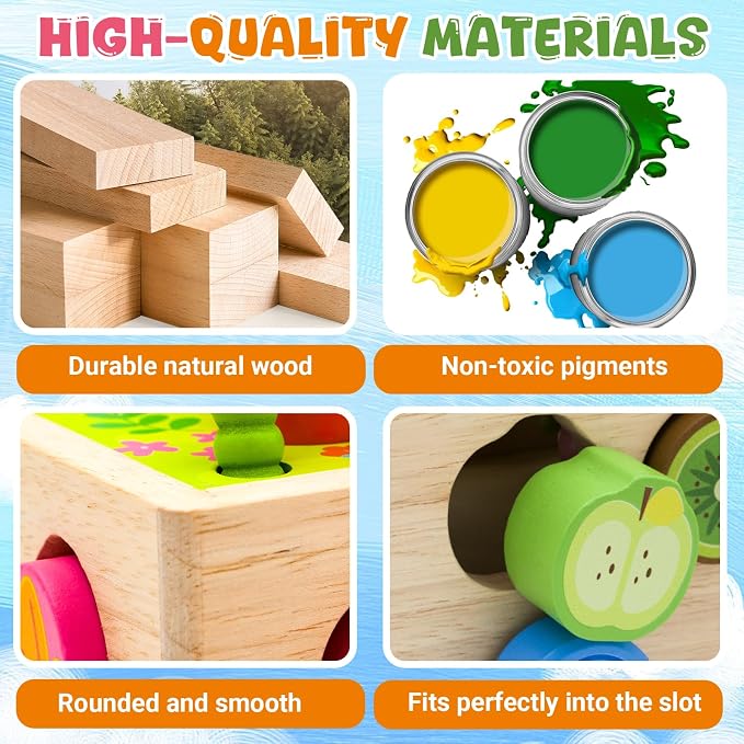 MEGRANATE Montessori Wooden Shape Sorter for Baby Carrot Shape Sorting Toy for Toddlers 3+ Montessori Shape Puzzles Fine Motor Toys Sensory Learning Educational Toys for Kids 1 2 3 4 5 6 Years Old