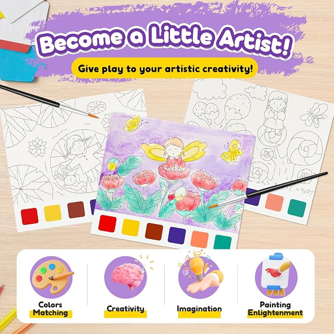 Paint with Water Books for Kids Ages 3+,Watercolor Painting Book for Toddlers,Creative Arts and Crafts & Airplane Travel Essentials Easter Toys for Boys Girls(3 PCS)