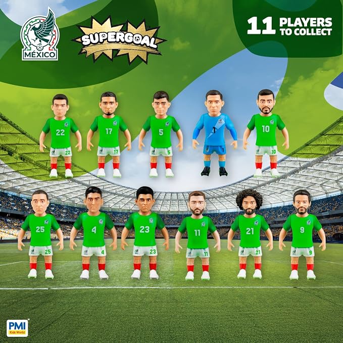 P.M.I. PMI Collectibles World Cup Soccer Figures – 11 Pack Deluxe Box Team Players – Official Football Mini Figures Premium Soccer Collectible Toy Set (Styles May Vary) (Team Mexico)
