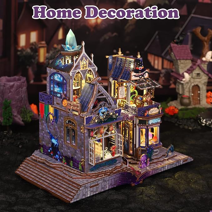 New DIY Magic Miniature House Kit, Enchanted Dollhouse Kit with LED Light, Mini House Building Kits for Adults to Build, Christmas Home Decorations Gifts for Friends