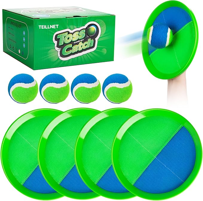 TEILLNET Toss and Catch Ball Game Set, Beach Pool Toys Games for Family Kids Adults, Indoor Outdoor Yard Lawn Park Fun Sports Gifts for Boys Girls Ages 3 4 5 6 7 8 9 10 11 12