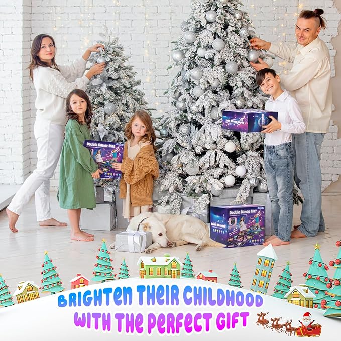 Dance Mat, 2026 Light Up 2-Player Opposing Dance Pad with Single & Double Player Modes, 12-Button Kids Music Toys with Bluetooth, Birthday for 3-12 Year Old Boys Girls
