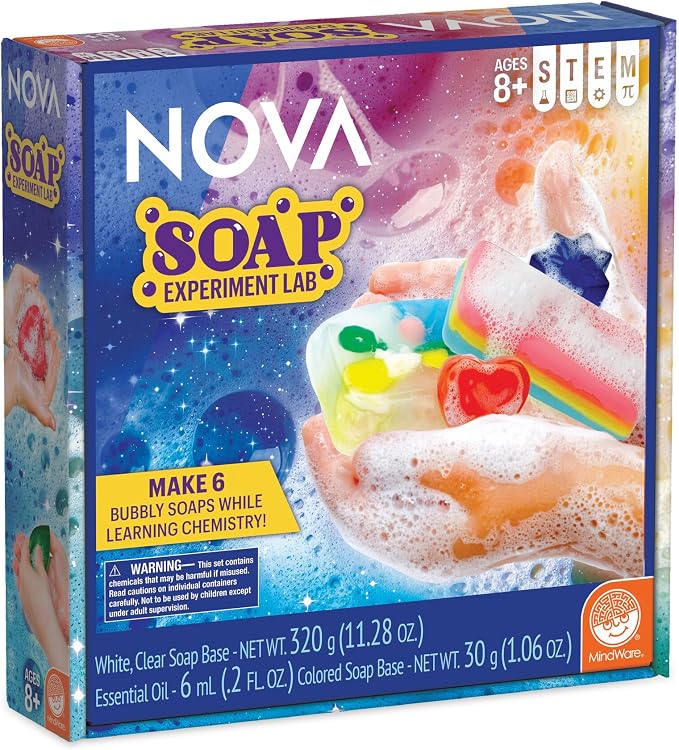 NOVA Soap Experiment Lab by MindWare – Make Your Own Soaps, Chemistry Science Kit with Scents & Molds, STEM Learning, Ages 8+