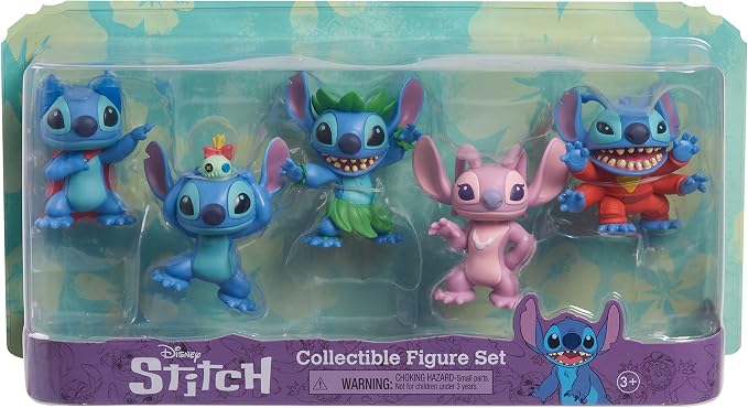 Disney’s Lilo & Stitch Collectible Stitch Figure Set, 5-pieces, Kids Toys for Ages 3 Up by Just Play