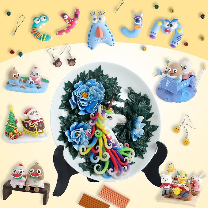 Cyajm 72 Colors Polymer Clay Kit, Non-Toxic Oven Bake Clay, Soft Modeling Clay for DIY Jewelry Making, Mini Sculptures, Art Craft Projects, Ideal Gift for Kids Adults Beginners Craft Lovers