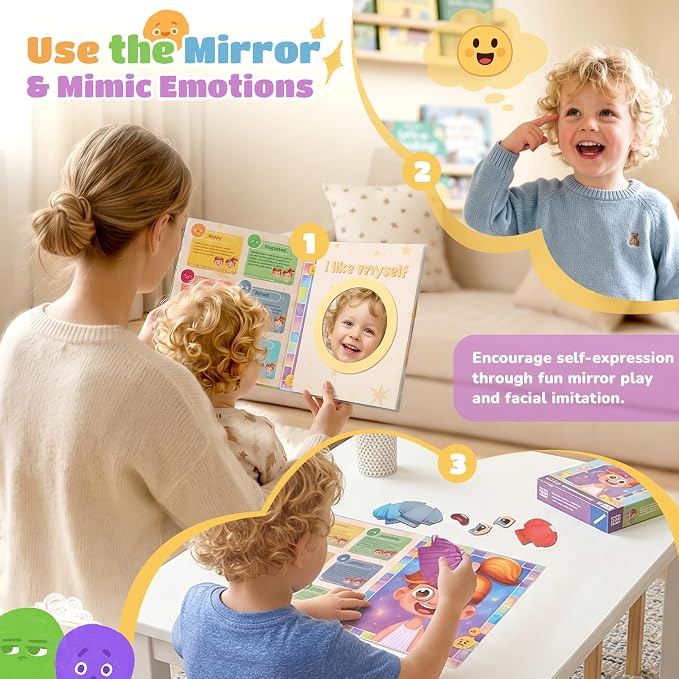 JoyCat Social Emotional Learning Games for Kids 3-5, Magnetic Face Toy for Emotional Skills Activities with Emotion Cards,Color-Coded Feelings Activity, Calm Down Corner and Montessori Preschool Toy