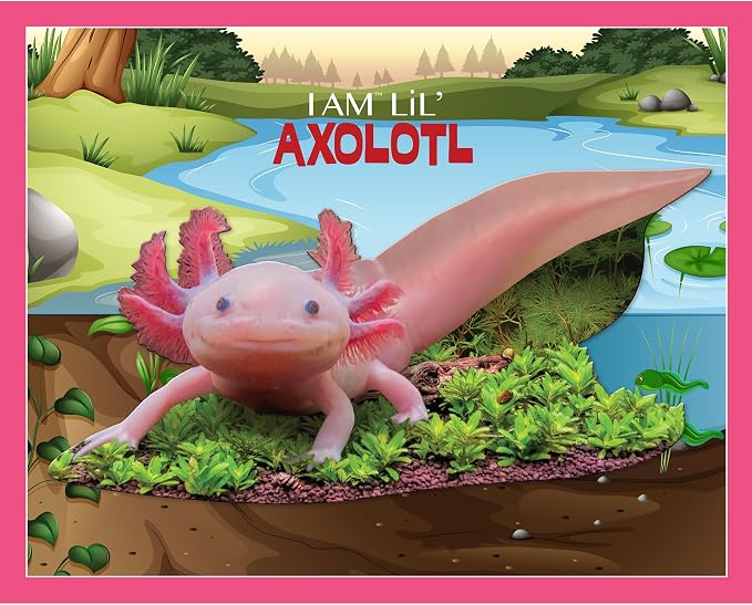 Madd CAPP: I Am Lil' Axolotl - 100 Piece Puzzle - Kids Animal-Shaped Jigsaw, 36" X 18" Finished Size, Poster Reference, Educational Fun Facts Booklet