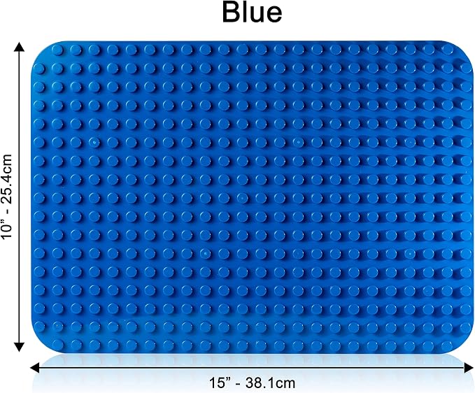 Apostrophe Games Building Block Base Plates for Large Blocks 15" x 10" Blue Baseplate, Compatible with Major Brands, STEM Learning, Ages 3+