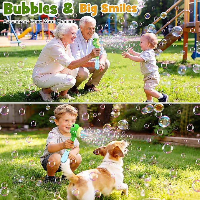Dinosaur Bubble Toys Wand for Kids: Outdoor Toys for Toddler Boys & Girls - Garden Yard Party Bubble Fun - Automatic Bubble Maker Gift Idea