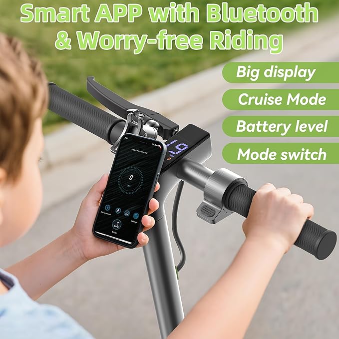 Roinside Electric Scooter for Big Kids - 8.5"/10''/14'' Solid Tires, 350W Motor, Up to 12Miles Long-Range Portable Commuting Scooter with Double Braking System, App