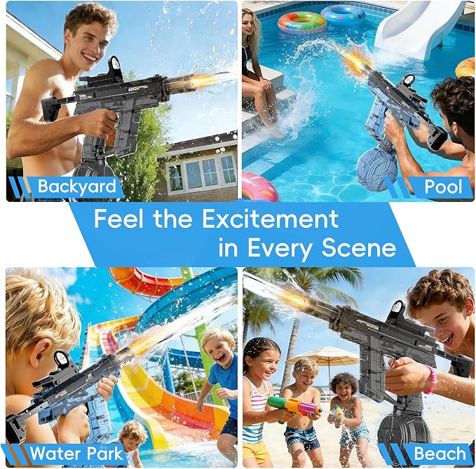 Electric Squirt Water Gun for Adults & Kid, Automatic Water Blaster Toy with Battery Powered, Long Range & High Capacity, Powerful Water Pistol for Outdoor Pool Beach Backyard Play Water Game