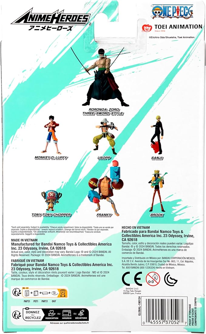 ANIME HEROES - One Piece - Roronoa Zoro Three Sword Style Action Figure