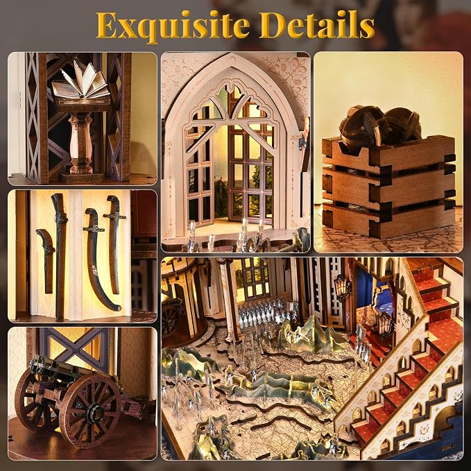 MiniCity DIY Book Nook Kits for Adults, Miniature Dollhouse Booknook Kit, 3D Wooden Puzzle Creative Decorative Bookends Bookshelf Diorama Insert Crafts Hobbies Gifts (Napoléon)