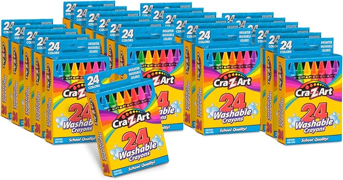 Cra-Z-Art Bulk Crayons, 24 Packs of 24 Count Washable Crayons, School Supplies, Classroom Supplies, Teacher Bulk Pack