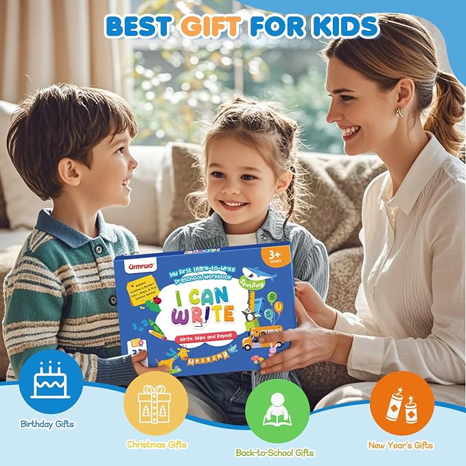 Preschool Learning Activities Kindergarten Workbooks, Toddler Alphabet Learning Educational Toys for 3 4 5 6 Year Old, Writing Practice Tracing Activity Books, Travel Toys,Learning Book Gifts for Kids