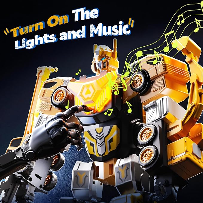 5-in-1 Robot Toys Cars for Kids 3-5, Magnetism Transforming Robots, Detachable Construction DIY Assembling Vehicle Sets, Educational Toys for Boys Girls 3 4 5 6 7 8, Birthday Gifts(Yellow)