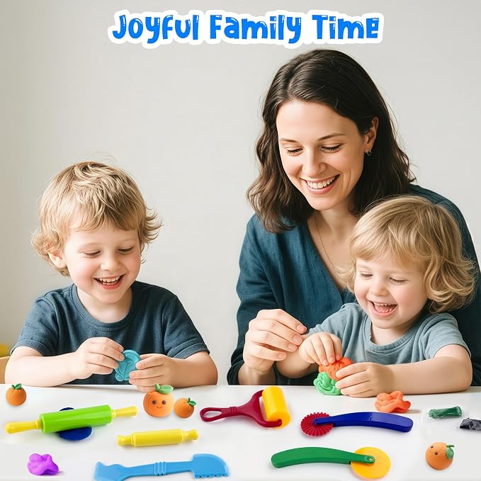 Clay and Dough Tools 6 Pieces Basic Dough Tool Set for Kids, Variety of Rolling Pins, Rollers, Cutters