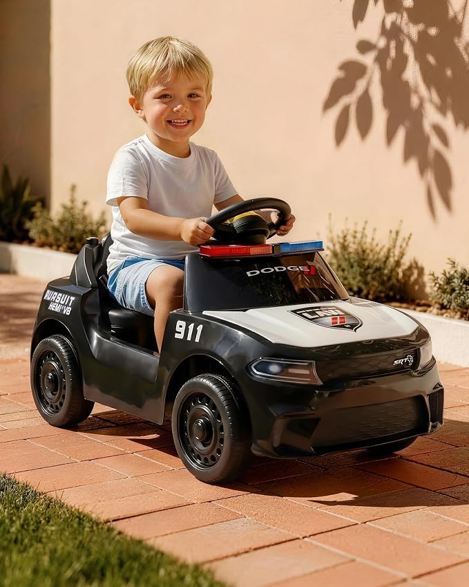 Licensed Dodge Police Electric Ride on Car for Toddlers 1-3 w/Lights & Horn