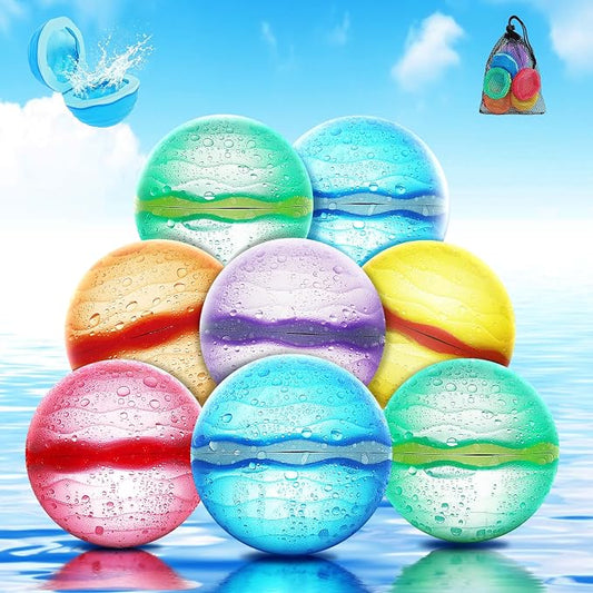 Reusable Water Balloons, Self-Sealing Refillable Magnetic Water Balls, Pool Beach Water Toys for Boys and Girls, Outdoor Summer Toys for Kids Ages 3+ (8 PCS)