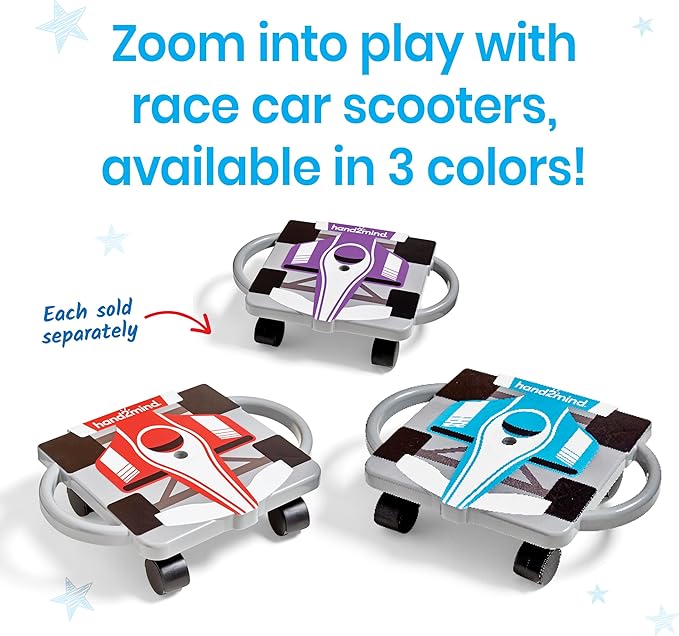 hand2mind Blue Speedway Racer Scooter Board, Floor Scooter Board, Gross Motor Toys, Kids Exercise & Physical Education Equipment, Playground Toys, Indoor Active Play, Toddler Outdoor Activities