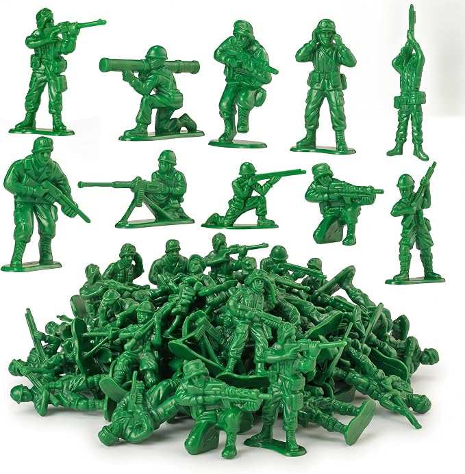Green Army Men Toy Soldiers (36 Pack) - Classic Military Action Figures for Kids - Plastic Army Toys Set for Battle Play, Party Favors, Cake Toppers & Goodie Bags