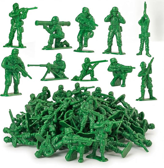 Green Army Men Toy Soldiers (36 Pack) - Classic Military Action Figures for Kids - Plastic Army Toys Set for Battle Play, Party Favors, Cake Toppers & Goodie Bags
