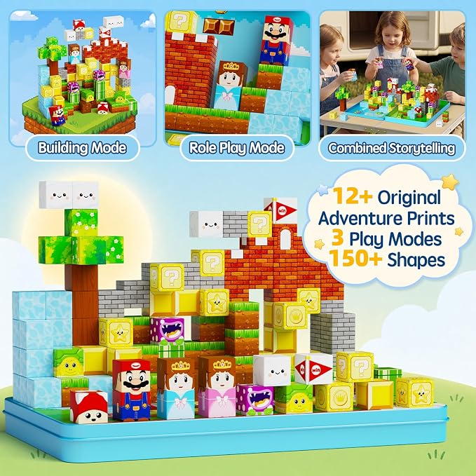 Magnetic Blocks for Kids Travel: 100PCS Portable Tin & Tiles - Adventure Figures 40-50dB Quiet 60-Min Play - Compact Car Plane Activities Ages 3-8