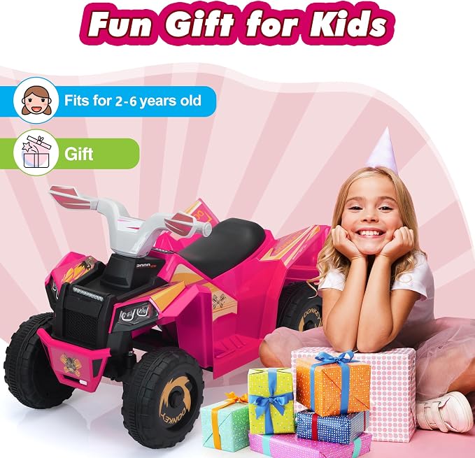 TOBBI 6V Electric Kids Ride On Toy Car with Trailer, Toddler 4 Wheeler Powered Vehicle to Drive with Music/Battery Volume Display for Children Age 3-6 -Rose Red