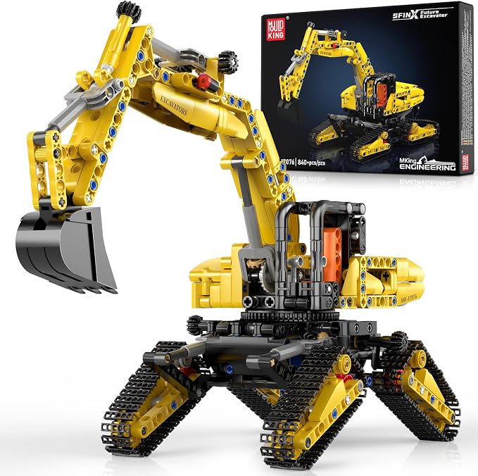 Mould King Crawler Excavator Building Sets, 17076 Engineering Excavator Kits, MOC Model Toys Birthday Gifts for Adults and Teens 14+, Construction Vehicle Set for Excavator Fans (840 Pcs)