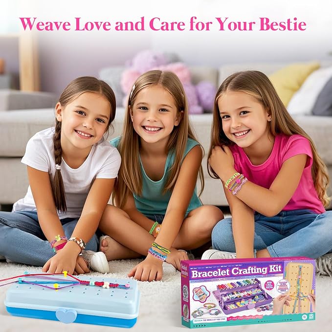 TingingYuli Friendship Bracelet Making Kit for Girls Ages 8-12, DIY String Bracelet Maker with 3-Layer Storage Box, Jewelry Making Kit Arts and Crafts Toy Gift for Kids Ages 6-12