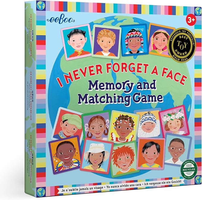 eeBoo: Memory and Matching Game- I Never Forget a Face- 24 Pairs, Develops Recognition, Concentration, Memory & Social Skills, Age 3+