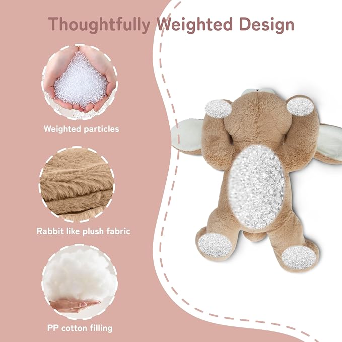 Niuniu Daddy 25" 5lb Bunny Weighted Stuffed Animal forKids and Adults, Soft Sensory Rabbit Plush Body Pillow for Calming Support, Large Animal Toy for Everyday Comfort Christmas Easter