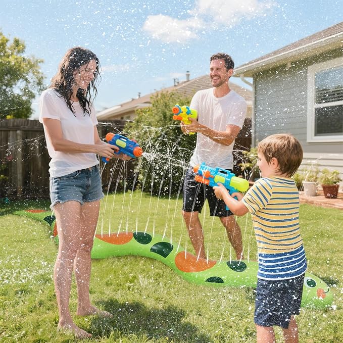 95" × 12" Extra Large Snake Sprinkler for Kids - Inflatable Kids Sprinkler for Yard, Toddler Water Outdoor Toys, Durable Splashing Fun Summer Toys for Garden Lawn, Attaches to Garden Hose