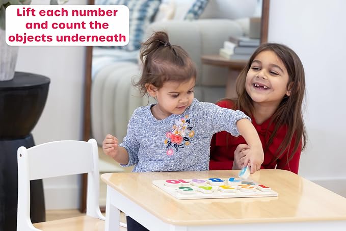 Jasey's Toy Chest Wooden Number Puzzle | 1-10 Numbers Learning Puzzle with Easy-Grip Pieces | Preschool Educational Toy for Toddlers Ages 18+ Months