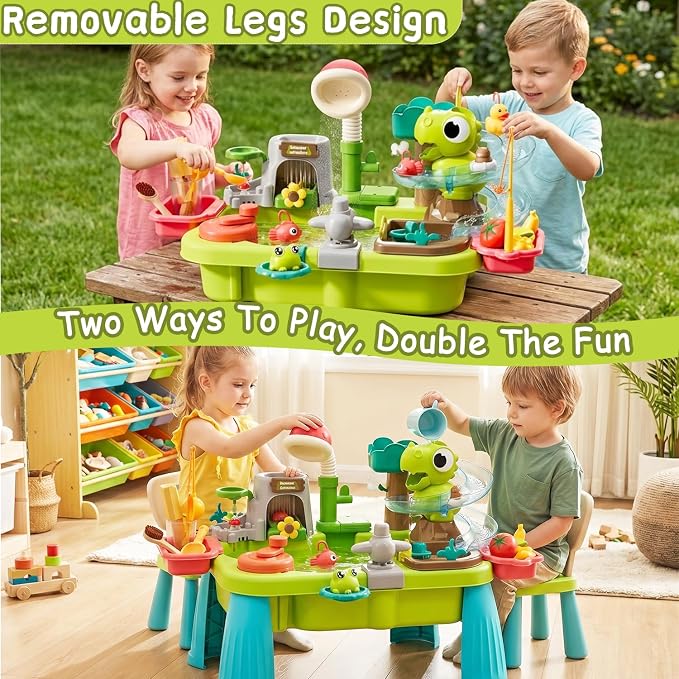 2026 Upgraded Water Table For Toddlers 1-3, Outdoor Water Table for Kids Ages 4-8 with Pump, Play Sink with Running Water, Summer Outside Sensory Water Activity Tables, Water Play Table for Girls Boys
