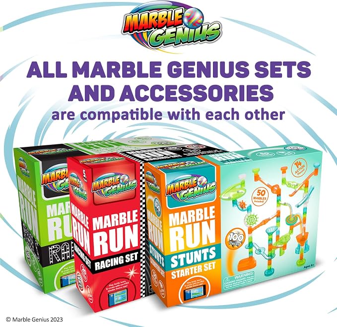 Marble Genius Jumps & Swings, 8pcs Marble Run Accessory Set for Kids Ages 4+, Fun Ultimate Marble Track Race Add-on Kit for Teens STEM