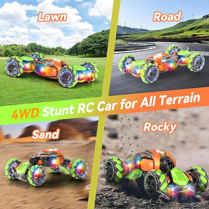 Nicella Remote Control Car, RC Toys Gifts for 6 7 8 9 10 11 12 Year Old Boys Girls - 360° Rotating 4WD Gesture Sensing RC Sunt Car with Lights & Music - Cool Birthday Gifts for Kids