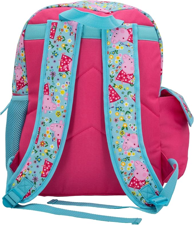 AI ACCESSORY INNOVATIONS Peppa Pig 16” Backpack, Girls Travel Bag Featuring Flip Sequins & 3D Molded Satin Front Zip Pocket, Pink