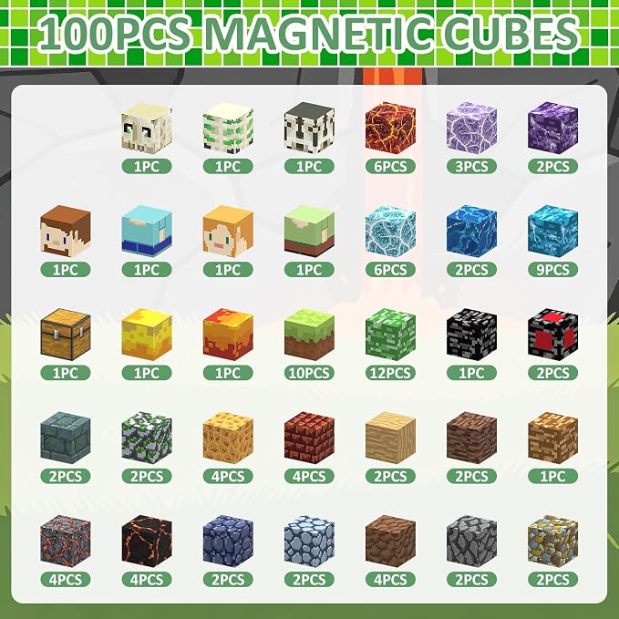 AIDYVOI 100PCS 0.8 inch Magnetic Blocks - STEM Toys Travel Set for Kids, Magnetic Building Blocks with Metal Box, Stacking Building Blocks Construction Toys Gift for Boys Girls Age 3+