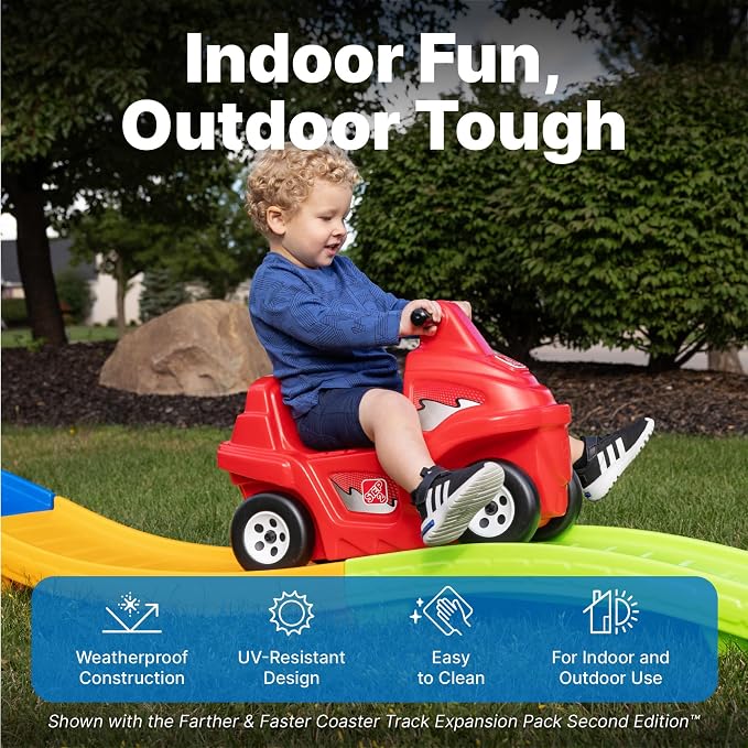 Step2 Up & Down Roller Coaster Rapid Ride & Hide Double the Fun Edition with 2 Cars, Toddler Ride-On Toy, 9 ft Track, Ages 2+ Years