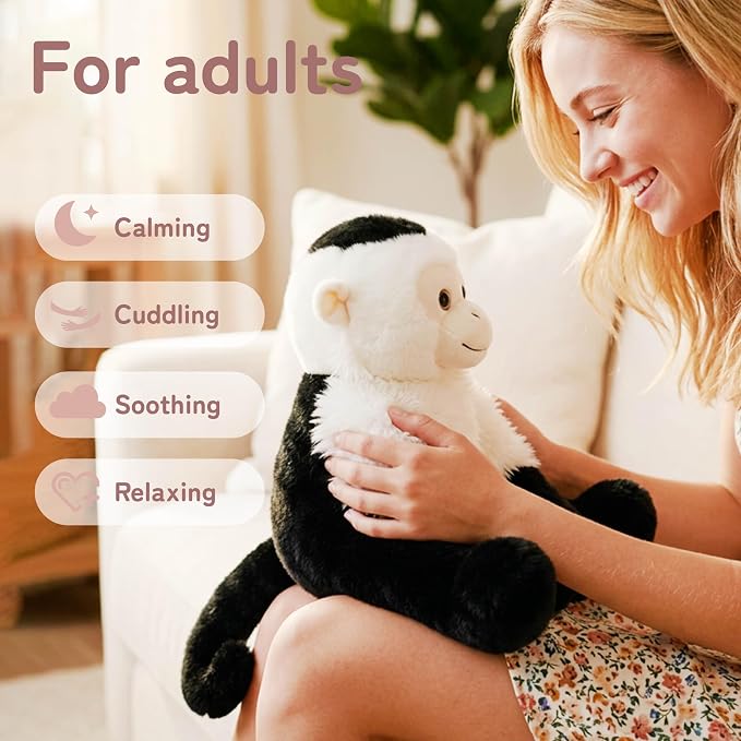 Niuniu Daddy 14" | 3.5 Pound Capuchin Monkey Weighted Stuffed Animal for Kids & Adults, Large Plush Toy with Soft Fur, Weighted Plushies Pillow for Sensory Calm, Huggable Gift for Everyday Comfort