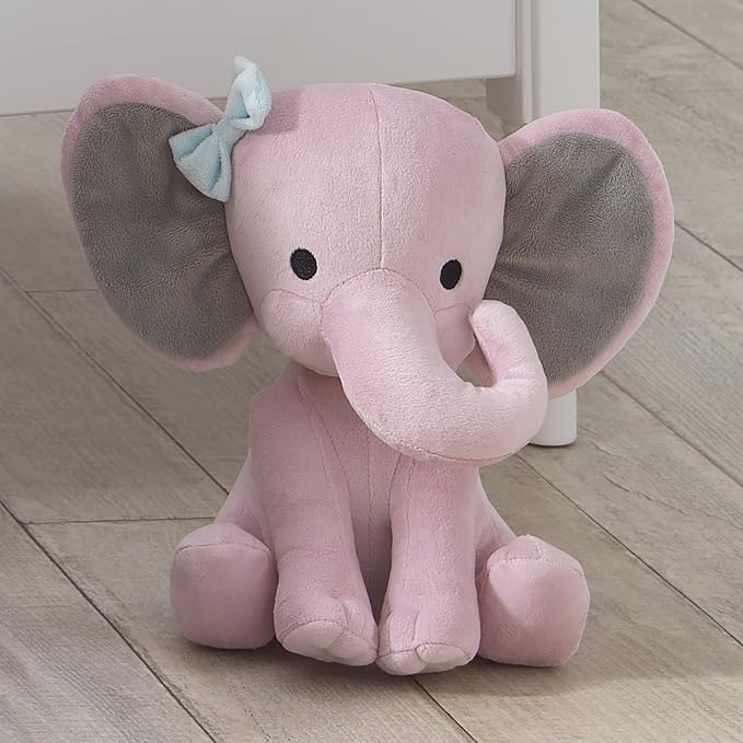Bedtime Originals Twinkle Toes Pink Elephant Plush, Hazel, 1 Count (Pack of 2)