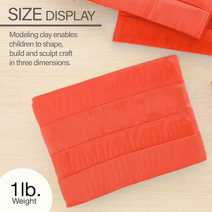BAZIC Products Red Modeling Clay, 1 lb, Non-Hardening, for Sculpting Art Crafts, Reusable, 2 Pack