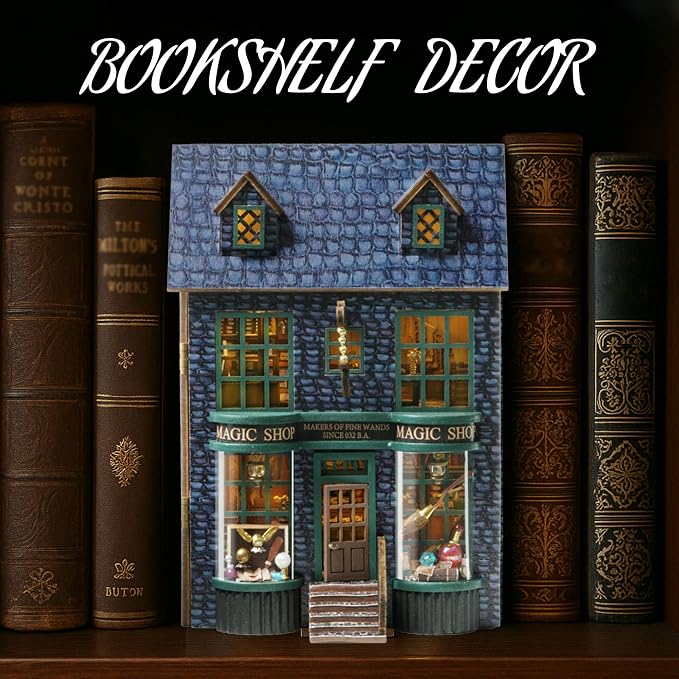 Flever Dollhouse Miniature DIY House Kit Creative Room with Furniture for Romantic Valentine's Gift (Magic Store)