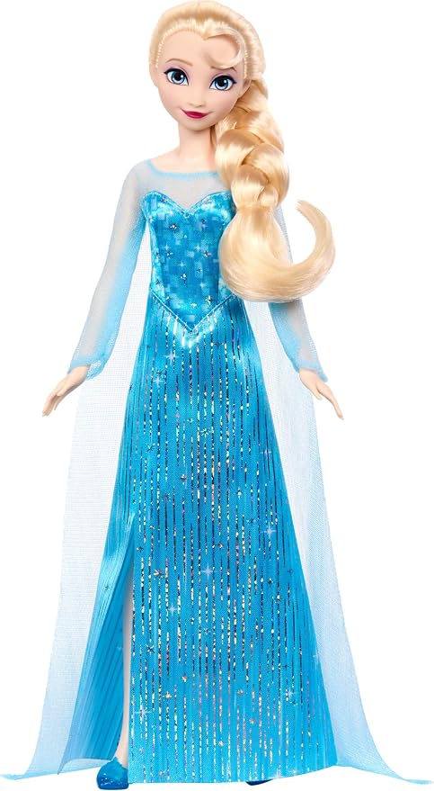 Mattel Disney Frozen Elsa Fashion Doll in Sparkling Removable Dress with Cape, Shoes and Braided Hair, Posable & Collectible, Inspired by Movie