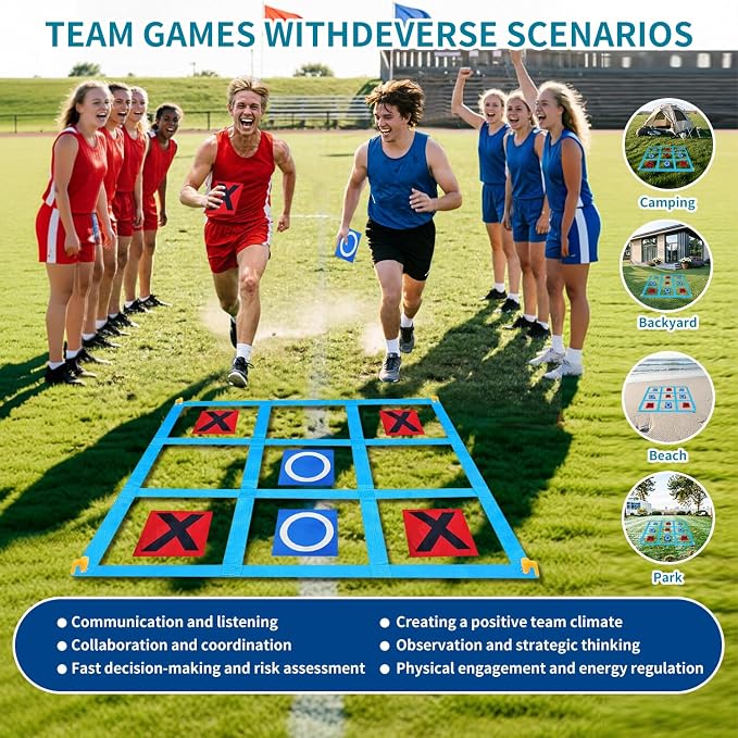 Nattork Outdoor Giant Tic Tac Toe Game for Kids Adult Family, Large Outside Lawn Yard Backyard Carnival Field Day Game, Birthday Party Family Reunion Games Playground