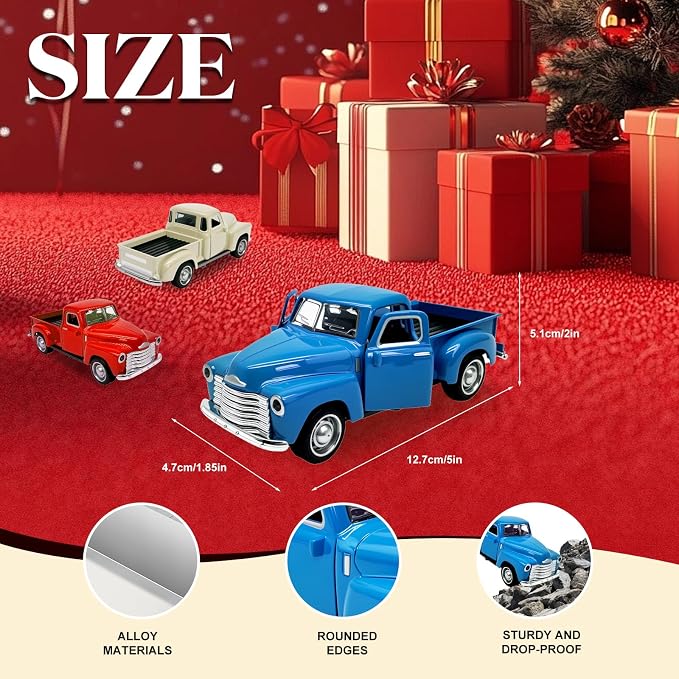 2Pcs Little Blue/Black Truck Toy for Toddlers 2 3 4 5 6 7 8 Year Old Boys Girls,1:32 Alloy Toddlers Car Toy Driveable,Car Door Can Open,Toy Trucks for Kids Easter Christmas Birthday Gifts