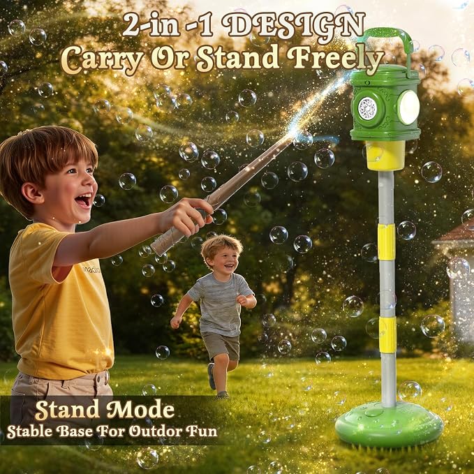 Automatic Bubble Machine for Kids & Toddlers 1-3, Remote Control LED Street lamp Bubble Toy for Indoor House Outdoor Play, Summer Water Toys for Toddler Baby Boy Girl Birthday Party Gifts